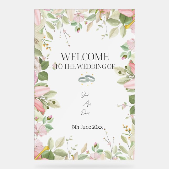 Panneau En Acrylique Mariage élégant moderne Accueil (Recto)