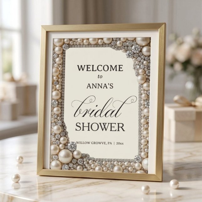 Panneau En Acrylique Mariage Elégant Perles (Créateur téléchargé)