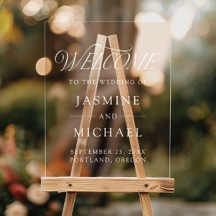 Panneau En Acrylique Mariage Élégant Typographie Moderne de Bienvenue