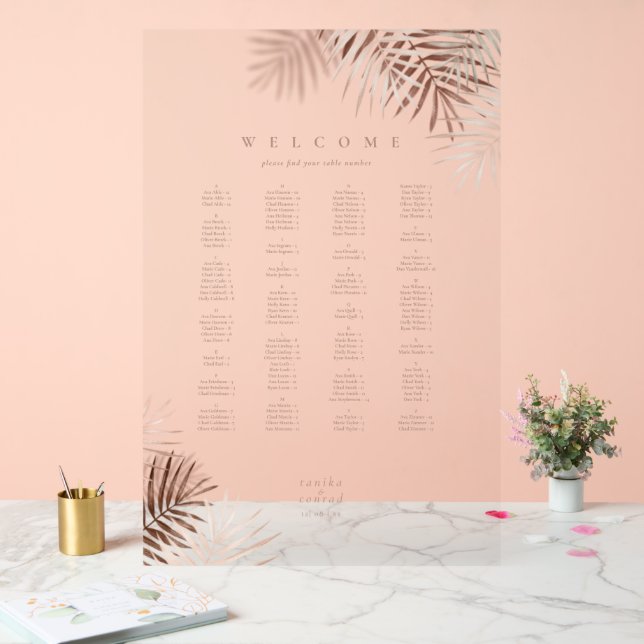 Panneau En Acrylique Mariage en feuille de palme luxuriante Terra Cotta (Mariage)