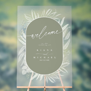 Panneau En Acrylique Mariage Eucalyptus Wreath Bienvenue Grn ID901