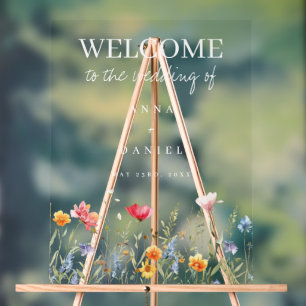 Panneau En Acrylique Mariage Fleur sauvage aquarelle Bienvenue
