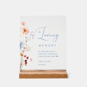 Panneau En Acrylique Mariage fleur sauvage "In Love Memory"