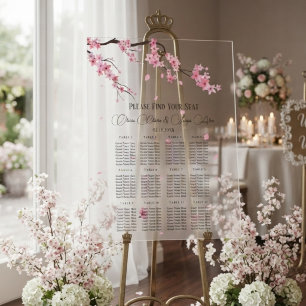 Panneau En Acrylique Mariage floral aquarelle Fleur de cerisier rose