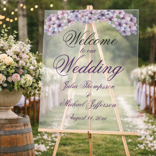 Panneau En Acrylique Mariage Floral Aquarelle Lilas Poétique Romantique