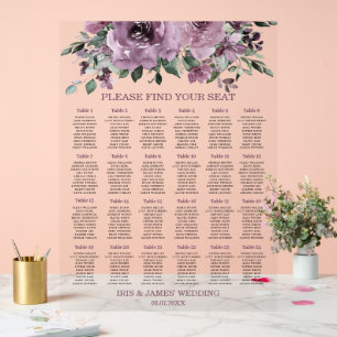 Panneau En Acrylique Mariage Floral Assise Rustique Mauve Prune Pourpre