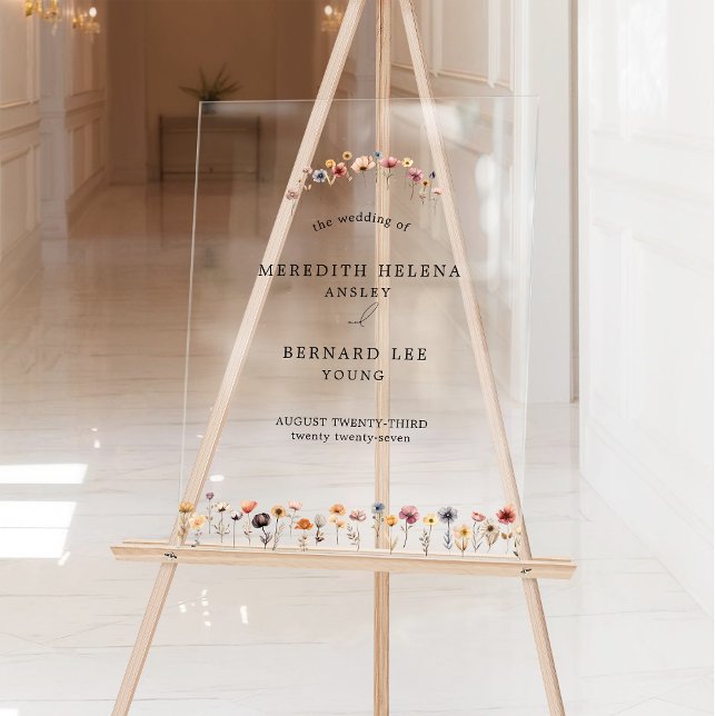 Panneau En Acrylique Mariage floral coloré Bienvenue (Créateur téléchargé)