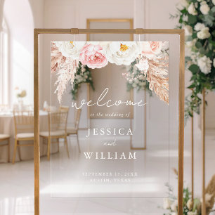 Panneau En Acrylique Mariage Floral d'Automne Bohème Minimaliste de Bie