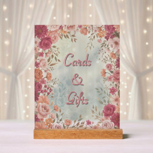 Panneau En Acrylique Mariage Floral de Printemps Romantique Rose et Rou