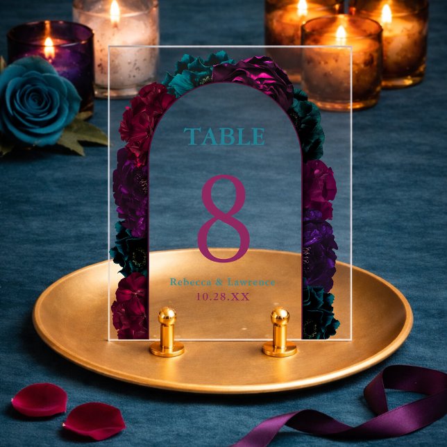 Panneau En Acrylique Mariage floral de tons joyaux (Créateur téléchargé)