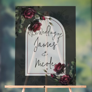 Panneau En Acrylique Mariage floral gris ombragé aux roses rouges de Bo