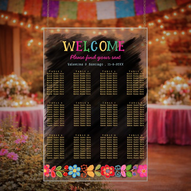 Panneau En Acrylique Mariage floral mexicain moderne (Créateur téléchargé)