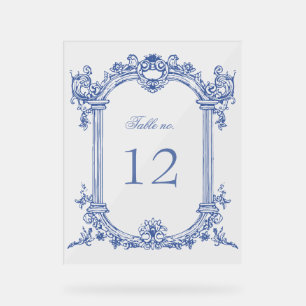 Panneau En Acrylique Mariage Floral Vintage français Numéro de table