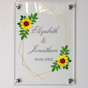 Panneau En Acrylique Mariage Géométrique Tournesol