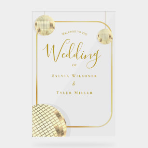 Panneau En Acrylique Mariage Gold Disco Ball