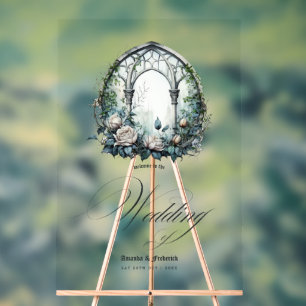 Panneau En Acrylique Mariage gothique enchanté avec fenêtres de château