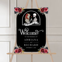 Mariage gothique Squelette Roses rouges noires Bie
