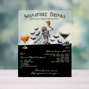 Panneau En Acrylique Mariage gothique Squelette Signature Boissons Sign
