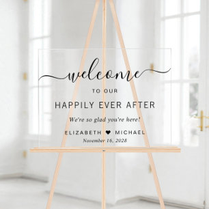 Panneau En Acrylique Mariage Heureux Pour Toujours Bienvenue