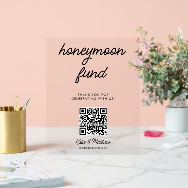 Panneau En Acrylique Mariage Honeymoon Fund Code QR (Mariage)