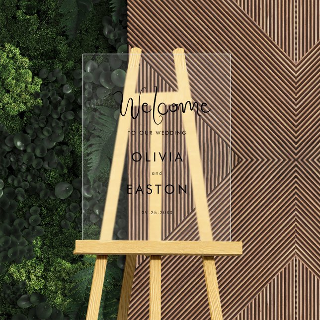 Panneau En Acrylique Mariage manuscrit Whimsical Bienvenue (Créateur téléchargé)