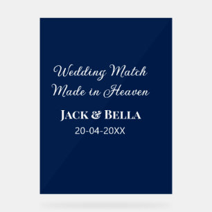 Panneau En Acrylique Mariage Match fait au ciel mariage faveurs bleu