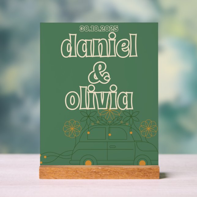 Panneau En Acrylique Mariage minimal Vosvos vert (Neutre)