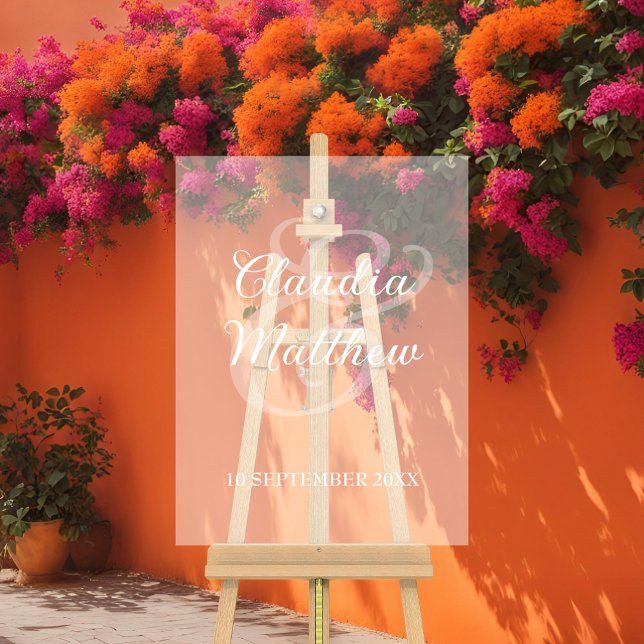 Panneau En Acrylique Mariage minimaliste moderne à effet givré (Modern Minimalist Frosted Effect Wedding Acrylic Sign)