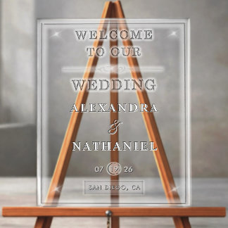 Panneau En Acrylique Mariage minimaliste noir et blanc transparent mode