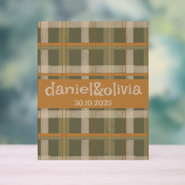 Panneau En Acrylique Mariage Motif écossais celte de Tartan (Neutre)