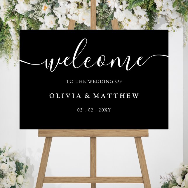 Panneau En Acrylique Mariage noir (Black Welcome Wedding Sign)