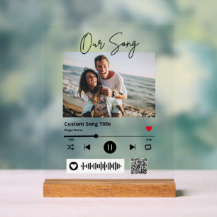 Panneau En Acrylique Mariage Notre Chanson Scannable QR Code transparen