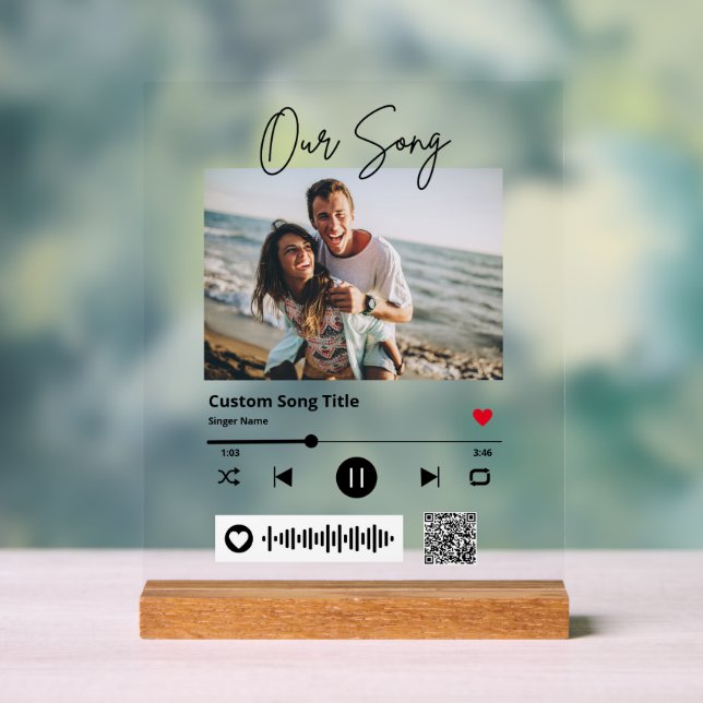 Panneau En Acrylique Mariage Notre Chanson Scannable QR Code transparen (Neutre)