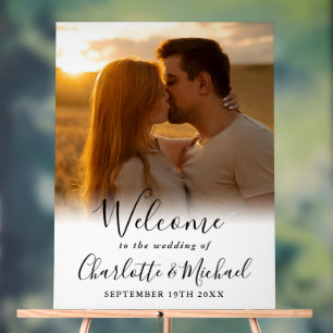 Panneau En Acrylique Mariage photo Black Signature Script