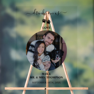 Panneau En Acrylique Mariage Photo Couple Moderne Boisson Gratuite Pour