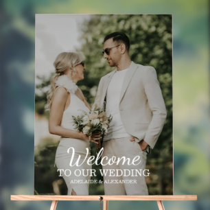 Panneau En Acrylique Mariage Photo de Bienvenue Moderne