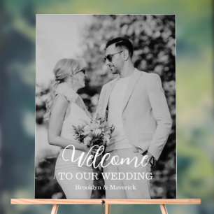 Panneau En Acrylique Mariage Photo de Bienvenue Moderne