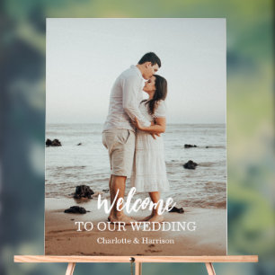 Panneau En Acrylique Mariage Photo de Bienvenue Moderne
