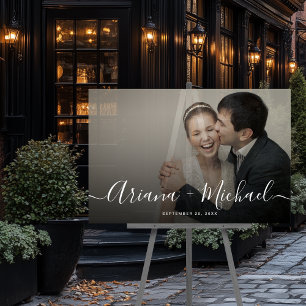 Panneau En Acrylique Mariage photo de script moderne semi-transparent