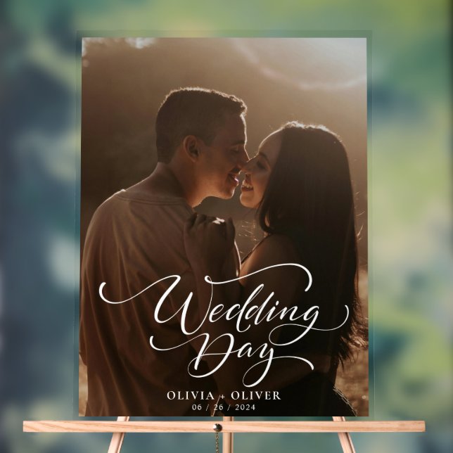 Panneau En Acrylique Mariage photo personnalisé bienvenue (Neutre)