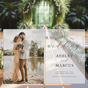 Panneau En Acrylique Mariage photo simple et élégant Accueil Frosted