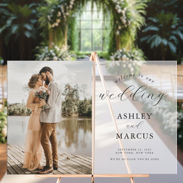 Panneau En Acrylique Mariage photo simple et élégant Accueil Frosted (Créateur téléchargé)