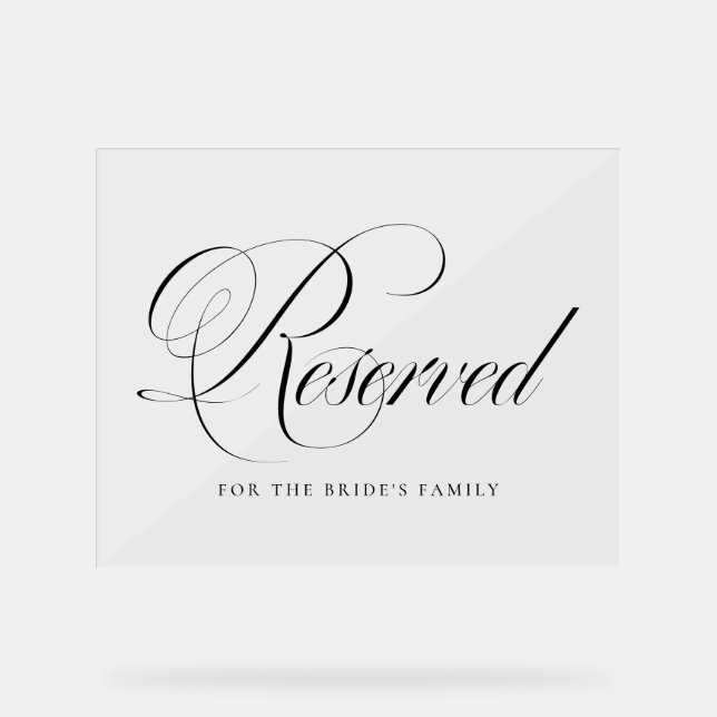 Panneau En Acrylique Mariage réservé à Black Flourish Script (Recto)