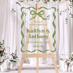 Panneau En Acrylique Mariage rétro Coquette Bow Bienvenue