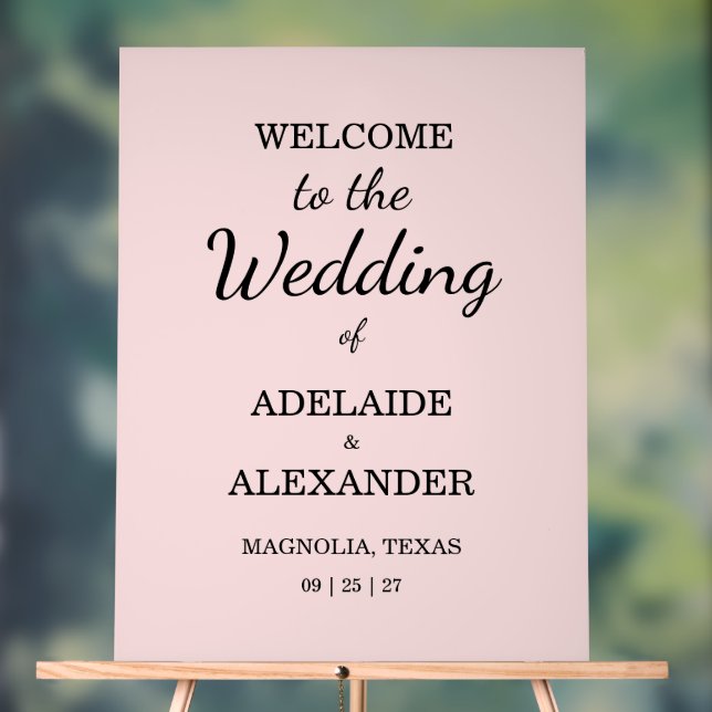 Panneau En Acrylique Mariage Rose Pâle Moderne (Neutre)