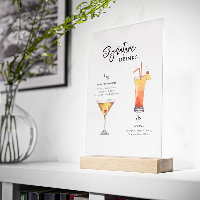 Panneau En Acrylique Mariage Signature Boire Ses et Ses (Wedding Party Signature Drink Acrylic Sign)