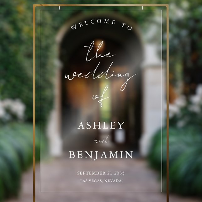 Panneau En Acrylique Mariage simple et élégant Accueil transparent (Créateur téléchargé)