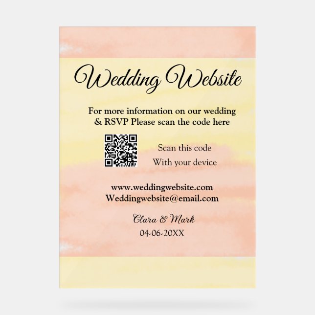 Panneau En Acrylique Mariage site web ajouter Q R code scanner ajouter  (Recto)