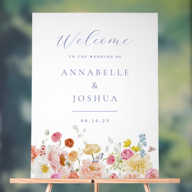 Panneau En Acrylique Mariage Soft Garden Florals (Neutre)