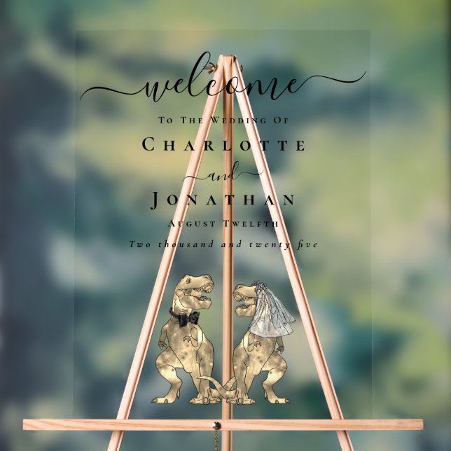 Panneau En Acrylique Mariage sur le thème des dinosaures Bienvenue (Neutre)